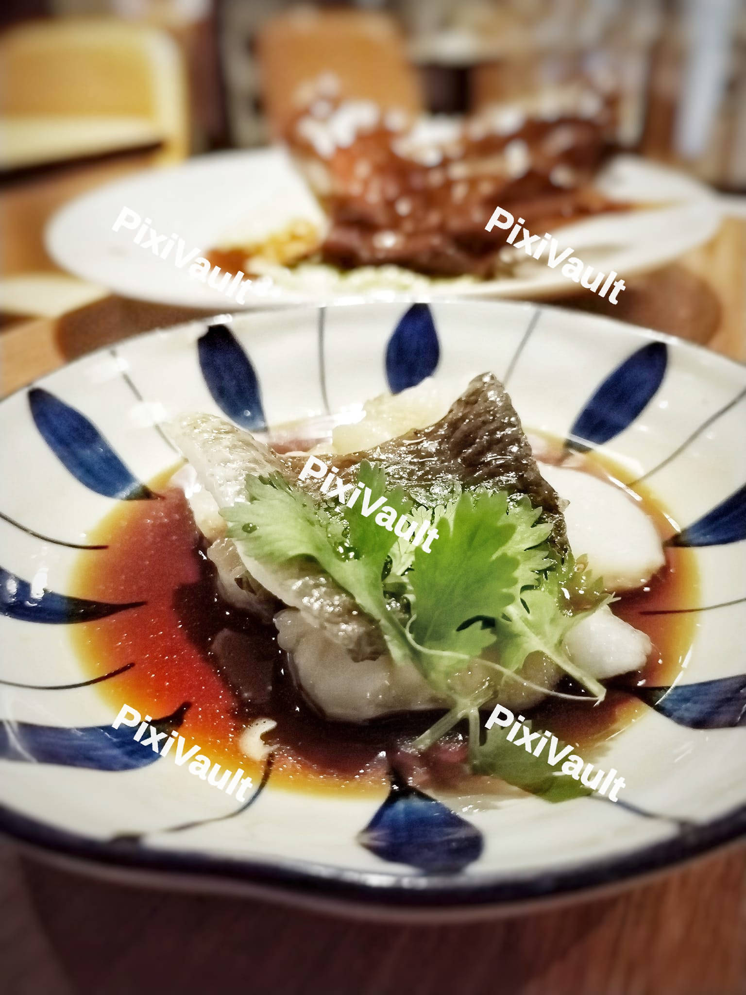 Fish served in a white plate